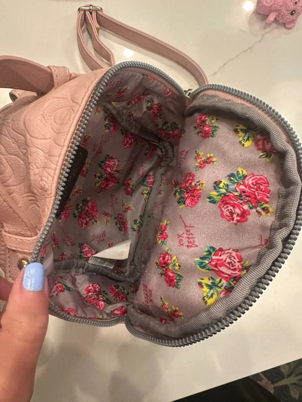 Betsey Johnson Frenchie Quilted Pink Mini Backpack